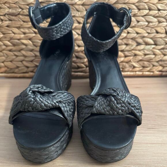 NIB! On 34th Women's Nihari Knot Wedge Sandals - Black Raffia - Picture 3 of 8